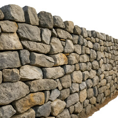 Wall made of realistic stones isolated with transparency for architecture and construction design

