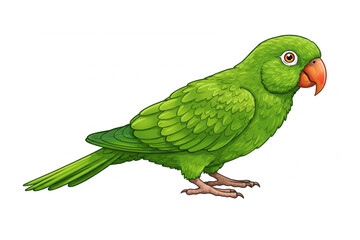 Adorable green parrot graphic, perfect for nature-themed designs, suitable for stickers, decorations, or pet-related projects.