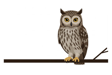 An owl design perched on a branch, crafted with geometric shapes for use in wildlife themed artwork or educational resources.