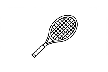 Simple tennis racket graphic with a clean outline, suitable for sports branding, icons, or athletic themed designs and applications.