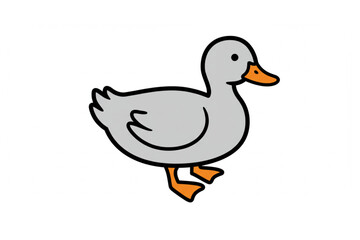 Cute gray duckling design with orange beak and feet, perfect for children's books or fun animal-themed graphic elements.