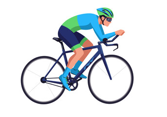 Obraz premium Cyclist in Action Vector Illustration of a Blue and Green Racer.