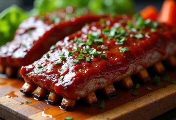 delicious close succulent barbecue pork ribs glazed smoky sweet sauce tender juicy meaty indulgence, jucy, bbq, grill, food, roasted, tasty, crispy