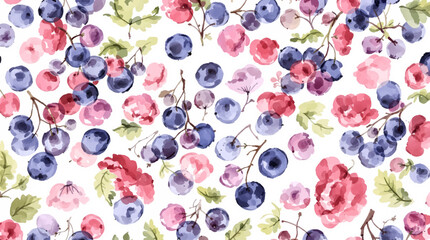 Berry seamless pattern. Cherry, strawberry, blueberry. Vector illustration 