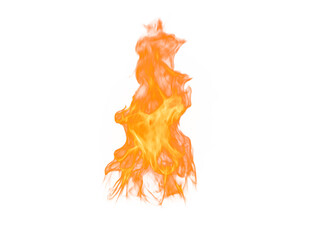 Isolated bright orange and yellow flame on a white background