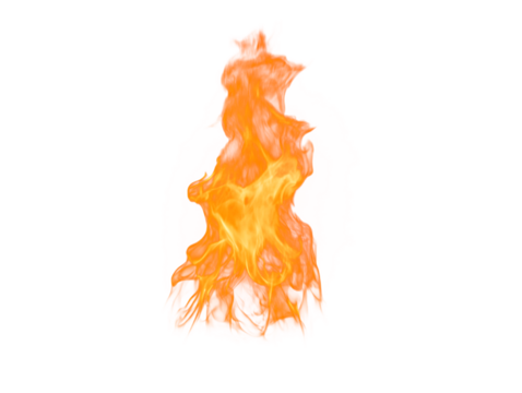 Isolated bright orange and yellow flame on a white background