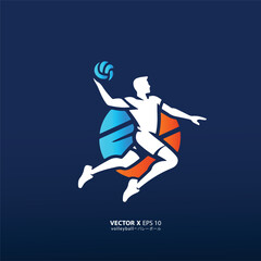 design vector art of man or girl playing volly in style