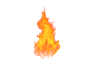 Fiery flame on white background, perfect for overlay and design element