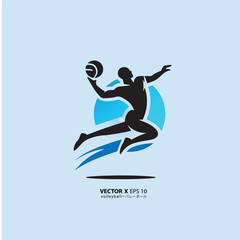 design vector art of man or girl playing volly in style