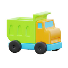 green yellow blue Truck Toy 3d icon illustration