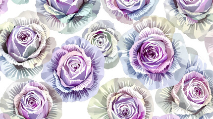 Watercolor background pattern cabbage on white background