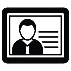Identification card icon with person silhouette isolated on white background