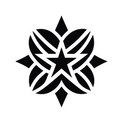 Abstract geometric starburst tribal design silhouette isolated on white background