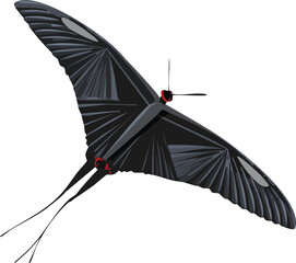 Elegant Firefly Silhouette Vector EPS Illustration of a Swallowtail Kite in Flight, Birds Silhouette Vector EPS Download