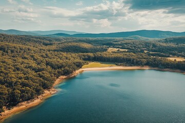 Obraz premium Stunning coastal view at Wallaga Lake in New South Wales, Australia during a sunny day, Wallaga Lake ocean coast in Australia NSW Travel destination aerial view