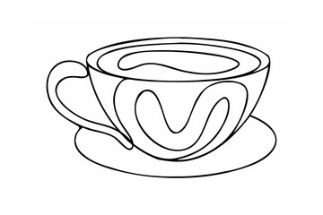 Abstract coffee cup and saucer drawing beverage drink