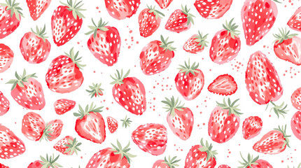 Watercolor pattern strawberries on white background