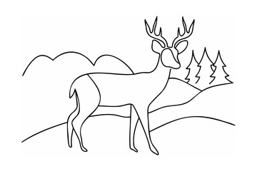 Majestic stag standing in winter landscape deer antlers
