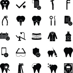Dental Black Fill Icon Set