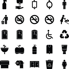Toilet Black Fill Icon Set