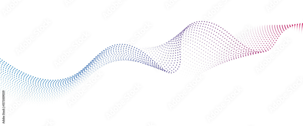 Poster flowing dot wave halftone gradient pattern on transparent background