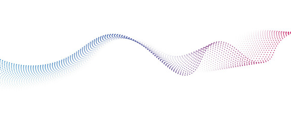 Flowing Dot Wave halftone gradient pattern on transparent background	
