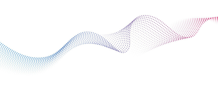 Flowing Dot Wave halftone gradient pattern on transparent background	
