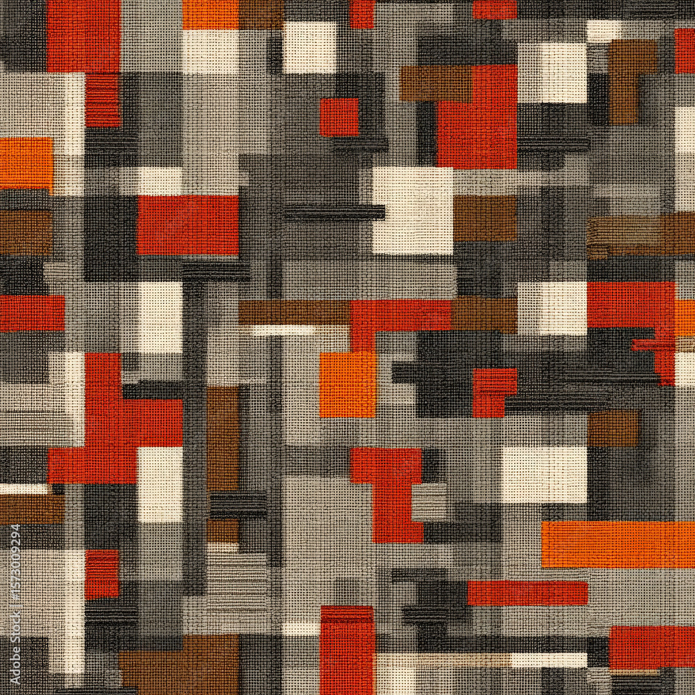 Aufkleber stylized seamless pattern of abstract geometric shapes in earth tones and bold colors for modern des