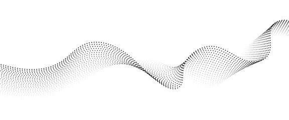 Flowing Dot Wave halftone gradient pattern on transparent background	
