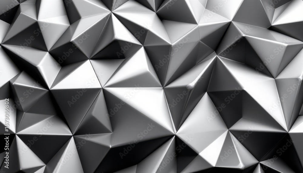 Poster abstract geometric texture with sharp facets and smooth metallic surfaces
