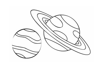 Ringed planet and striped sphere space astronomy