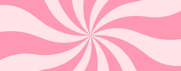 Ice cream or candy cane pink spiral swirl vector illustration background. Fun stripe circular vortex effect.