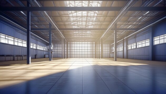 warehouse blueprint interior rendering sunlight construction