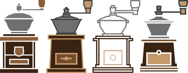 Coffee Grinder Color Vector Design Collection