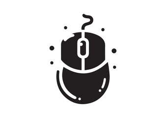 Computer mouse silhouette vector, Computer mouse icon illustrator