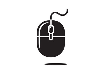 Computer mouse silhouette vector, Computer mouse icon illustrator