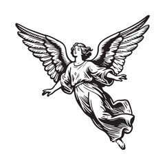 hand drawn winged angel