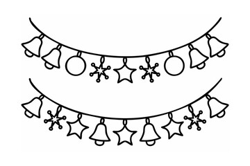 Festive bells stars and baubles garland christmas decoration
