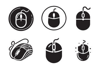 Computer mouse silhouette vector, Computer mouse icon Set