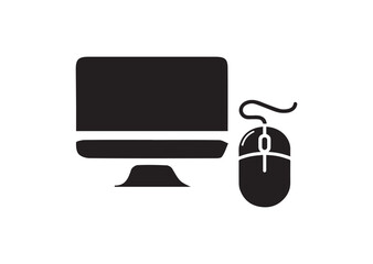 Computer mouse silhouette vector, Computer mouse icon illustrator