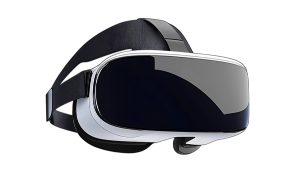 Modern Virtual Reality Headset Isolated on Transparent Background.