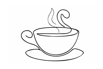 Steaming coffee cup with saucer hot beverage