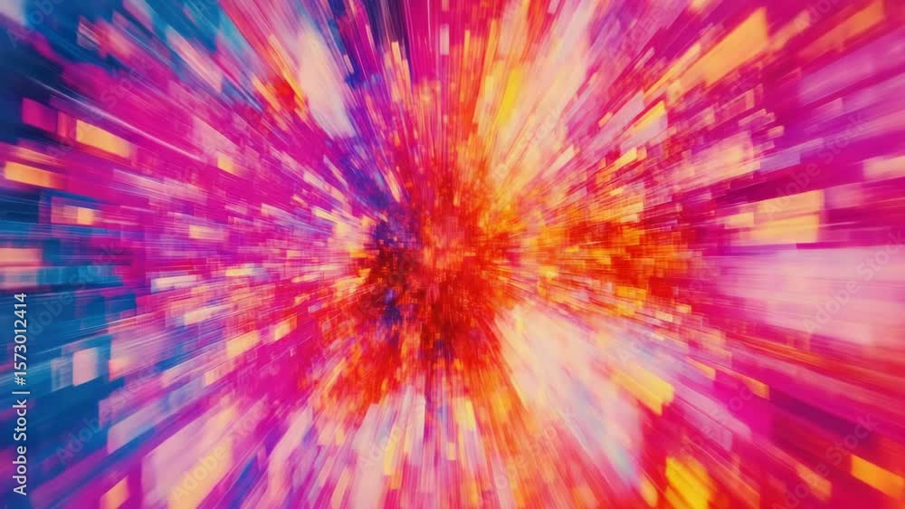 Poster a vivid, colorful and psychedelic bokeh background with an abstract design, featuring a person amid 