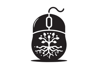 Computer mouse silhouette vector, Computer mouse icon illustrator