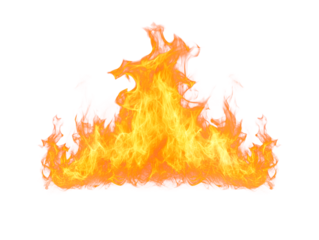 Orange and Yellow Fire Flame Isolated on White Background