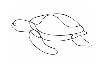 Simple black line drawing of a sea turtle marine animal