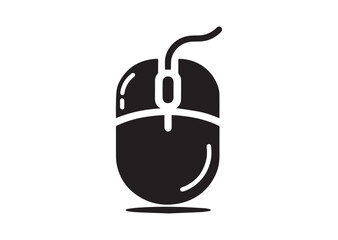 Computer mouse silhouette vector, Computer mouse icon illustrator