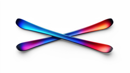 Colorful Skis on Transparent Background