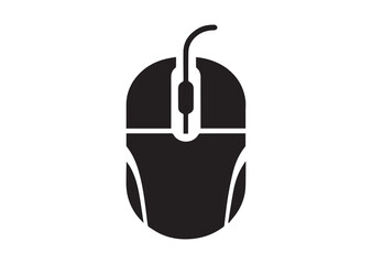 Computer mouse silhouette vector, Computer mouse icon illustrator