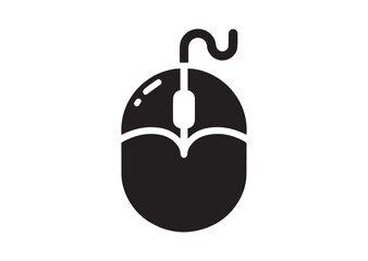 Computer mouse silhouette vector, Computer mouse icon illustrator